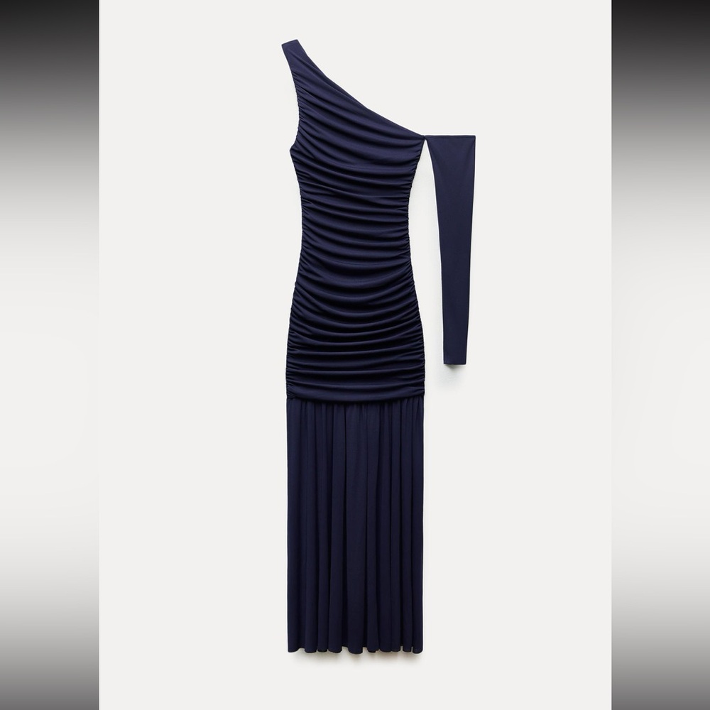 Zara Blue One-Shoulder Sleeveless Cocktail Gown